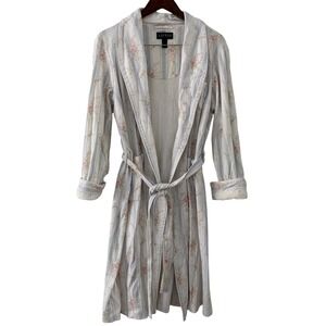 Lauren Ralph Lauren Floral Stripe Cotton Robe w/Roses Blue Pink Cottagecore Lg